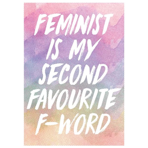 Grindstore Feminist Is My Second Favourite F-Word Mini Poster Multicoloured One Size