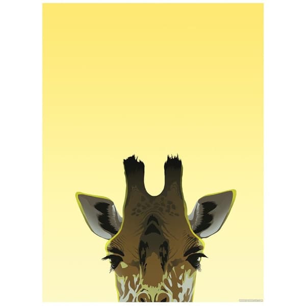 Inquisitive Creatures Peaking Giraffe Mini Poster Yellow One Size