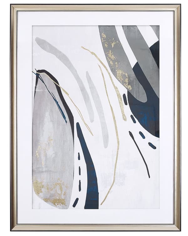 Indrammet Vægkunst Gråtryk Messingramme 60 x 80 cm Abstrakt Minimalistisk Stil