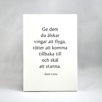 Trätavla A5 Dalai lama, svenska, vit med svart text - Mellow Design