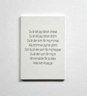 Trätavla A5 Du är allt jag nånsin önskat, vit med svart text - Mellow Design