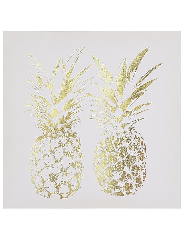 Sæt med 3 Lærredstryk Guld og Lyserød 30 x 30 cm Ananas Frugt Vægkunst Dekoration Nylon