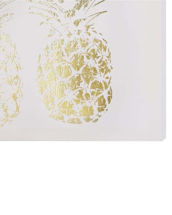 Sæt med 3 Lærredstryk Guld og Lyserød 30 x 30 cm Ananas Frugt Vægkunst Dekoration Nylon