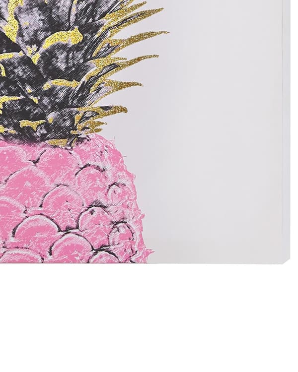 Sæt med 3 Lærredstryk Guld og Lyserød 30 x 30 cm Ananas Frugt Vægkunst Dekoration Nylon