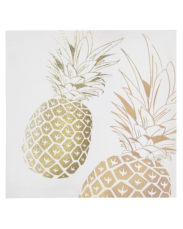 Taulu vaaleanpunainen/kulta kangas 30 x 30 cm neliö 3 kpl setti ananas teema