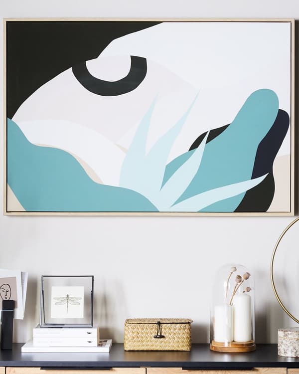 Billedvæg Plakat Lærred Sort Blå Flerfarvet 93 x 63 cm Dekorativ Abstrakt Maleri Moderne Vægdekoration til Stuen over Sofa Vægpynt Soveværelse