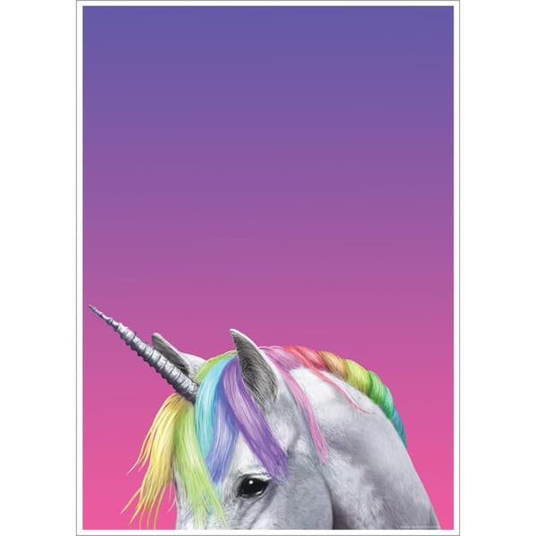 Inquisitive Creatures Plakat med regnbue-enhjørning Purple/Pink One Size