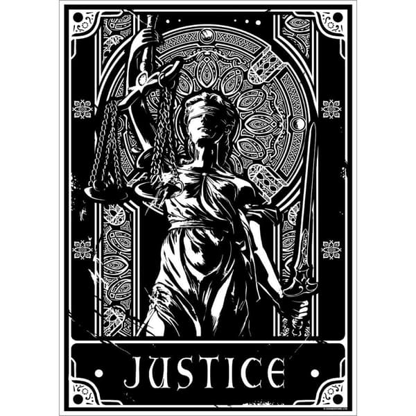 Deadly Tarot Justice Poster Black/White One Size