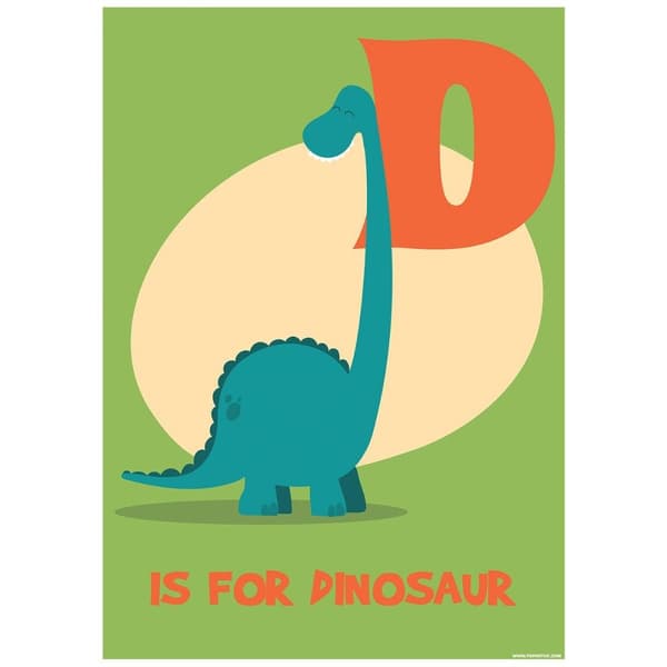 Grindstore D Is For Dinosaur Poster Green One Size