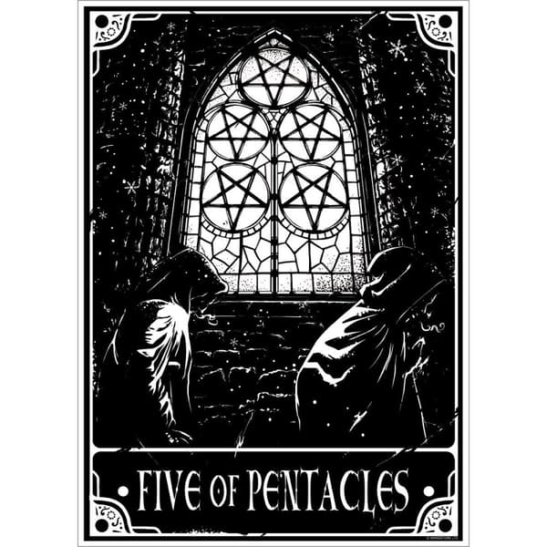 Deadly Tarot Fem af fem pentagrammer mini plakat Black One Size