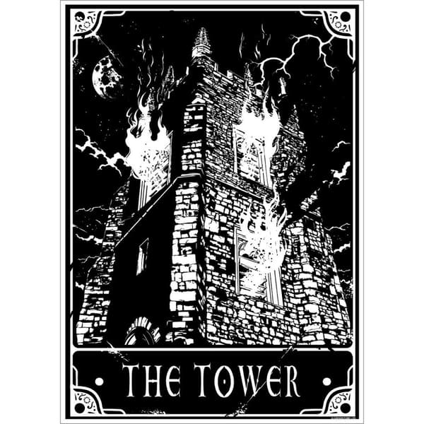 Deadly Tarot The Tower Mini Poster Black/White One Size