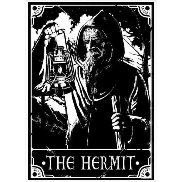 Deadly Tarot Mini The Hermit-affisch Black/White One Size