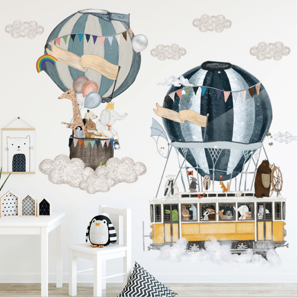 Wallstickers - Luftballong med dyr
