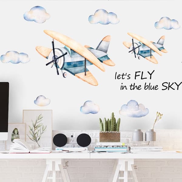 Veggklistremerke - Fly og skyer