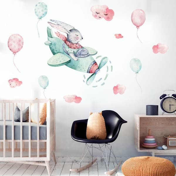 Wallstickers-  Kanin og fly