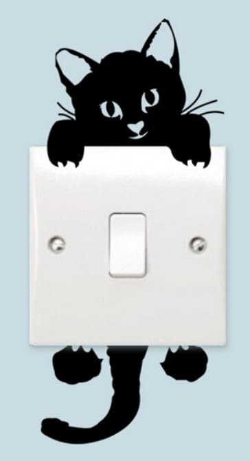 Veggklistremerke - Svart katt / lampe dekorasjon