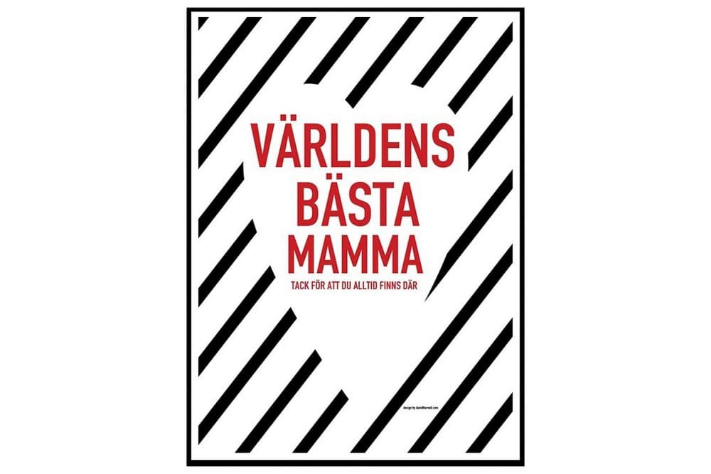 Poster Världens Bästa Mamma Hjärta Vit|Svart 30X40