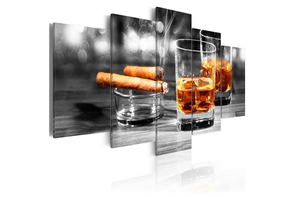 Tavla Cigars And Whiskey 100X50 Grå