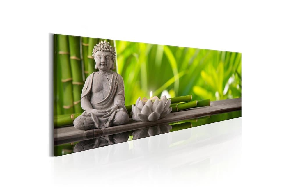Tavla Buddha Meditation 135X45 Grå