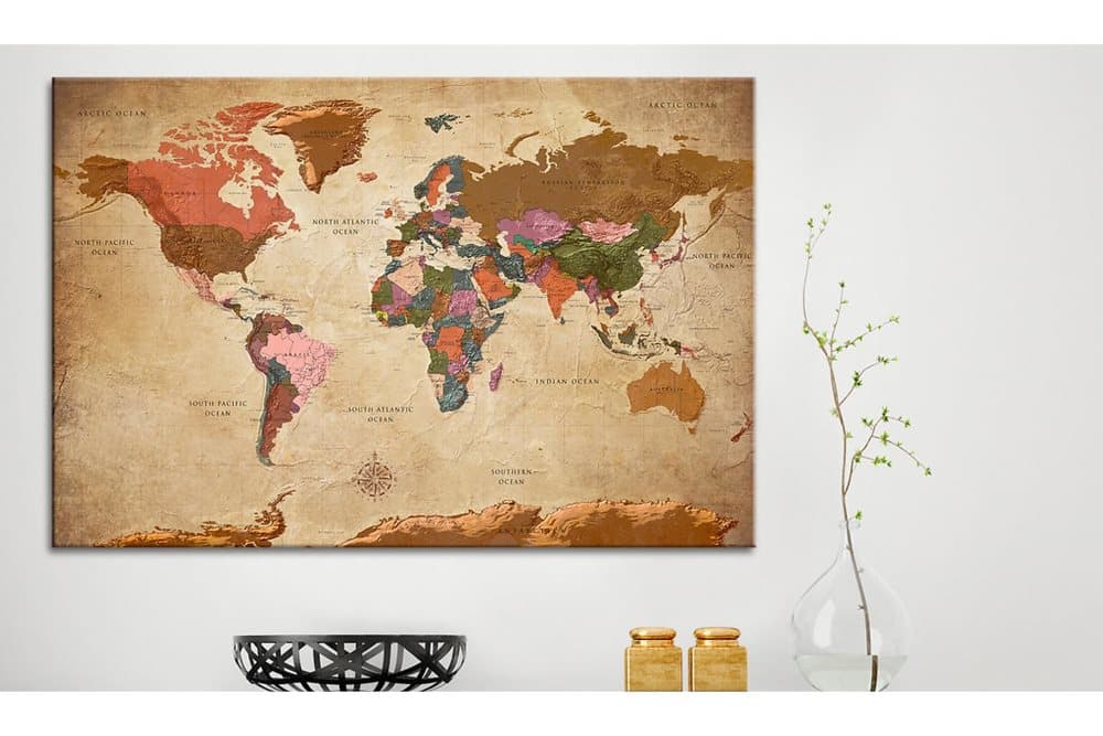 TAVLA World Map: Brown Elegance 120x80
