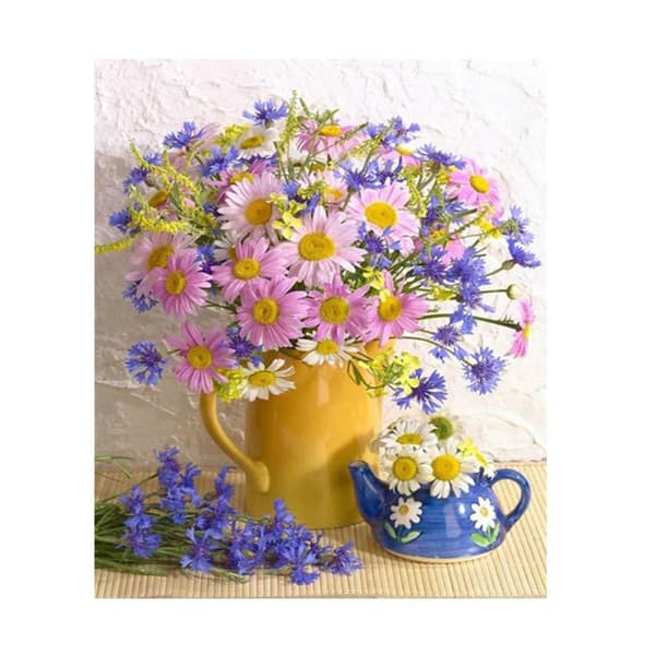 Diamond Painting Fyrkantiga Pärlor 50x50 cm 5D DIY Vas Blommor