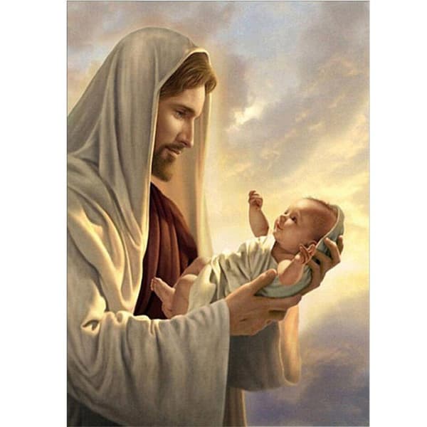 Diamond Painting Fyrkantiga Pärlor 50x70 cm 5D DIY Jesus Religion