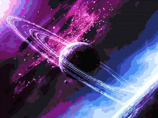 Diamond Painting Fyrkantiga Pärlor 50x70 cm 5D DIY Rosa Blå Planet