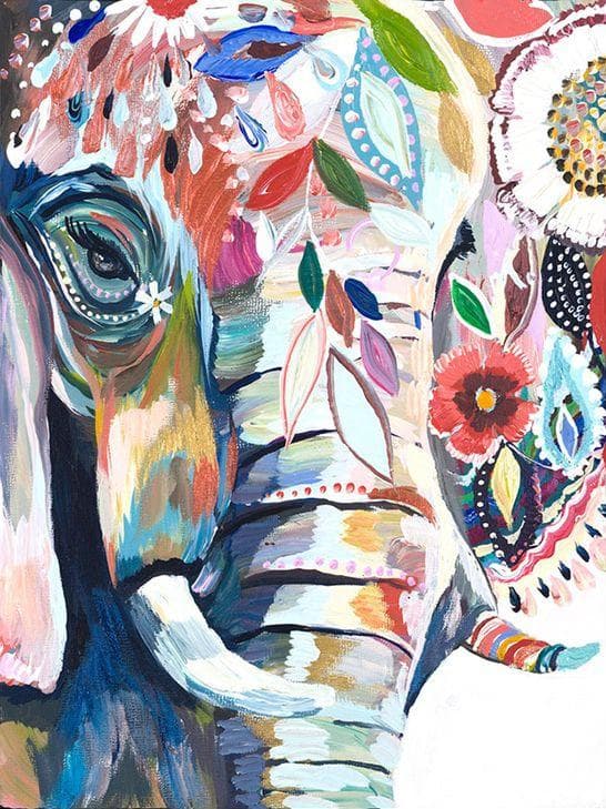 Diamond Painting Fyrkantiga Pärlor 50x70 cm 5D DIY Djur Elefant