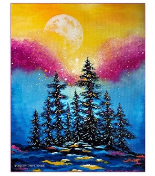 Diamond Painting Fyrkantiga Pärlor 50x70 cm 5D DIY Natt Måne