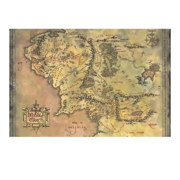 The Lord Of The Rings Middle Earth Poster Brown/Red One Size