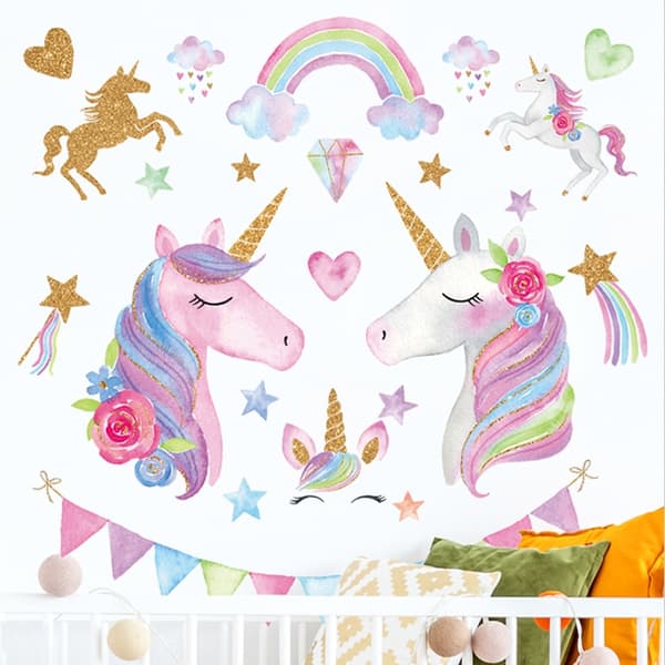 Veggklistremerke - Glitter Unicorns