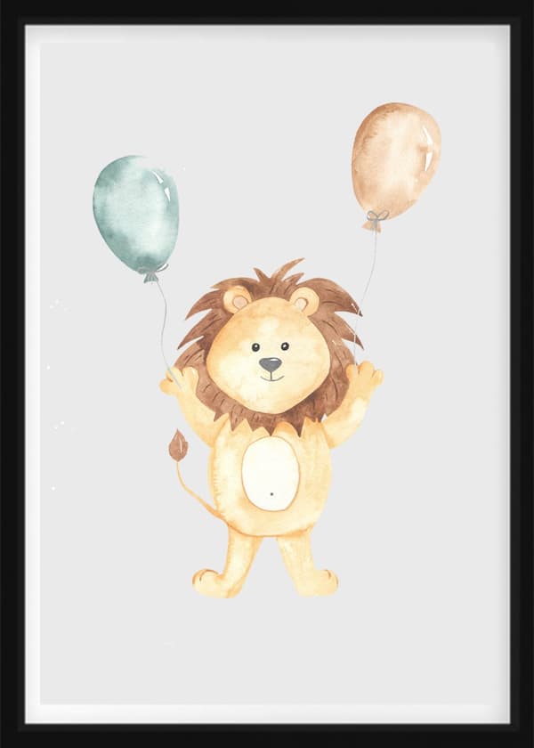 POSTER - Løve med ballonger