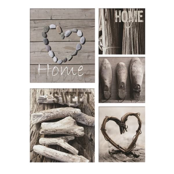 Art for the Home - Lærred Sæt med 5 - Home Sweet Home - Grå - 60x80 cm