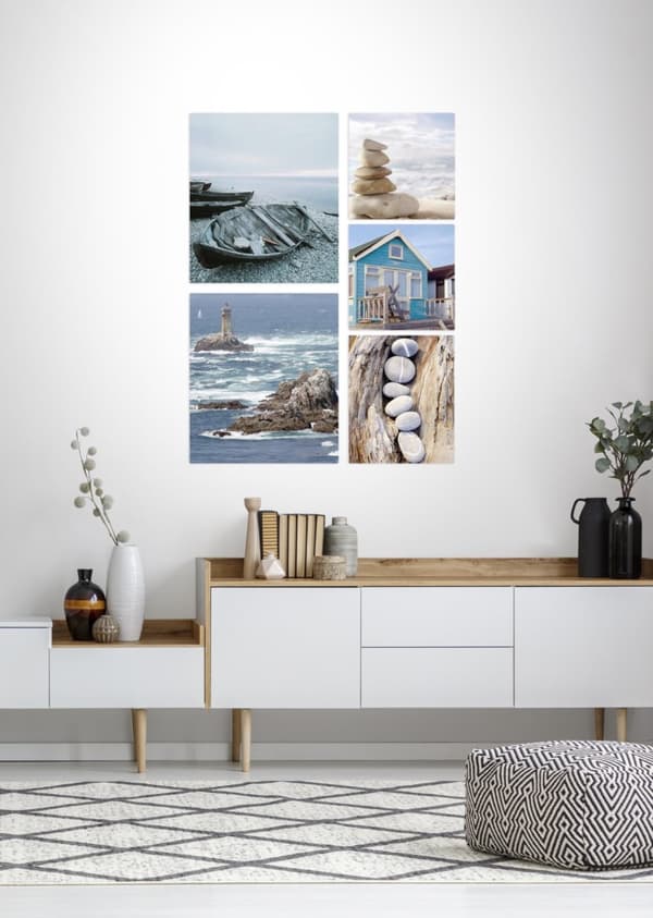 Art for the Home - Lærred Sæt med 5 - Strand - 60x80 cm