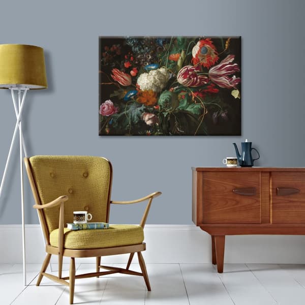 Art for the Home - Lærred - Blomster i en glasvase - 100x70 cm