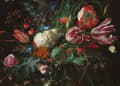 Miniatyrbillede 1 af 3: Art for the Home - Lærred - Blomster i en glasvase - 100x70 cm