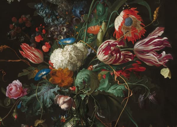 Art for the Home - Lærred - Blomster i en glasvase - 100x70 cm