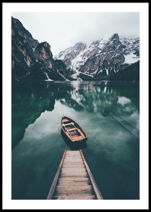 Boat in Lake No5 Poster 21x30cm