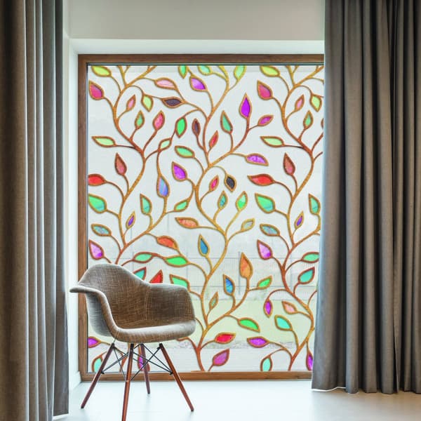 Blad Vindue Privatliv Glas Film - Frostet Ætset Dekorative Klistermærke Til Afdækning Dør - Frost Klæbemiddel Frosting Vinyl Decal Dække over Selv Pin