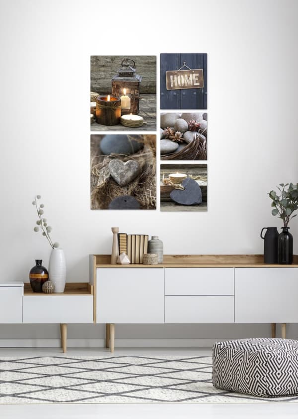 Art for the Home - Lærred Sæt med 5 - Hjem - 60x80 cm