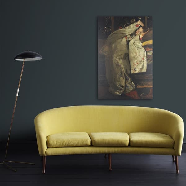 Art for the Home - Canvas - Tjej i vit kimono - 100x70 cm