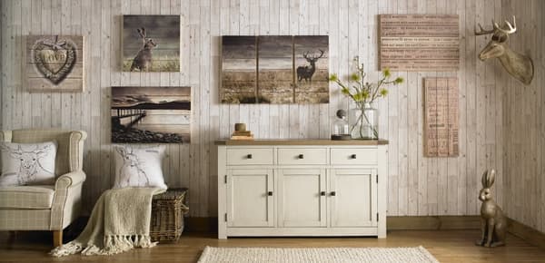 Art for the Home - Tryk på træ Sæt med 3 - Highland Deer - 60x90 cm