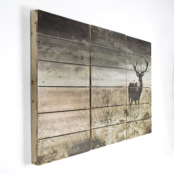 Art for the Home - Tryk på træ Sæt med 3 - Highland Deer - 60x90 cm