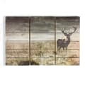 Miniatyrbillede 1 af 5: Art for the Home - Tryk på træ Sæt med 3 - Highland Deer - 60x90 cm