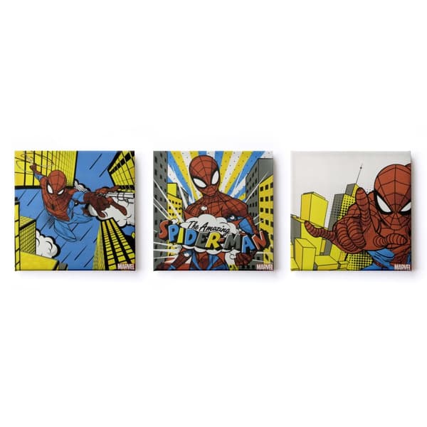 Lærredssæt med 3 - Marvel Spiderman - Retro - 3x 30x30 cm