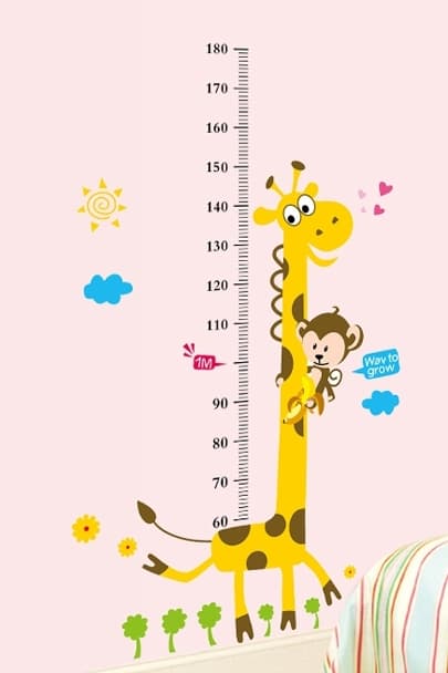 Veggklistremerke - Giraffe som klemmer ape / høyde