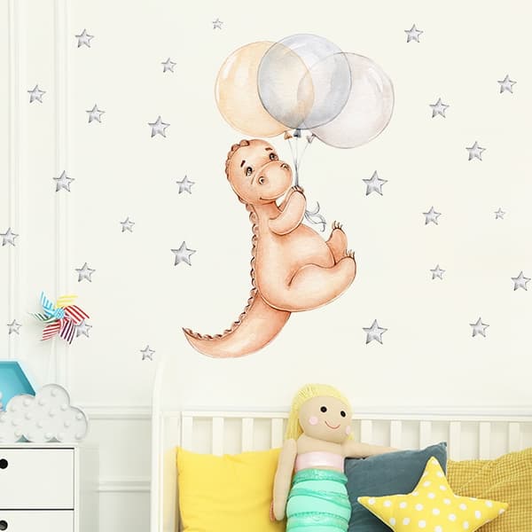 Wallsticker - Baby dinosaur med balloner 3