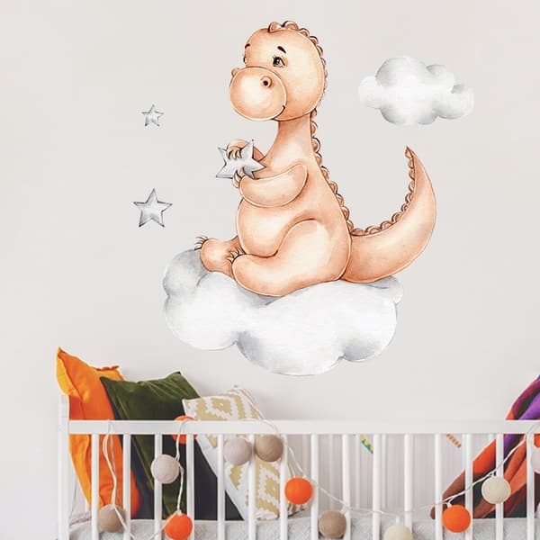 Wallsticker - Baby dinosaur på skyen