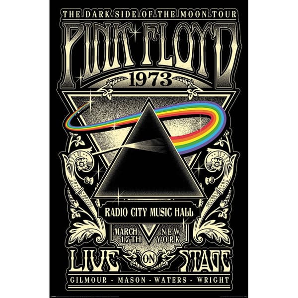 Pink Floyd 1973 Poster Black/Gold/Rainbow One Size