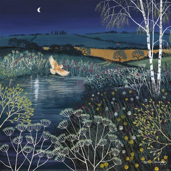 Jo Grundy Over Moonlit Pool Poster Multicoloured One Size